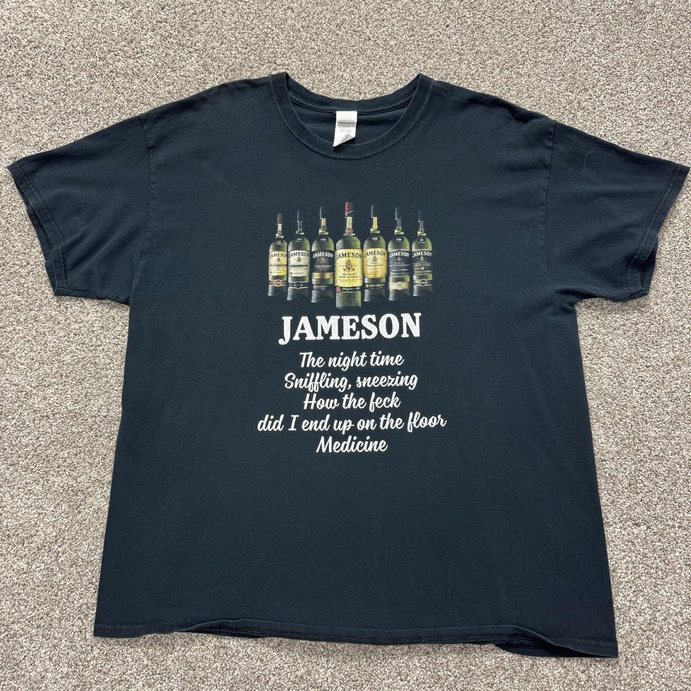 Jameson Irish Whiskey Shirt Mens XL Black Gildan Funny Graphic Tee T-Shirt